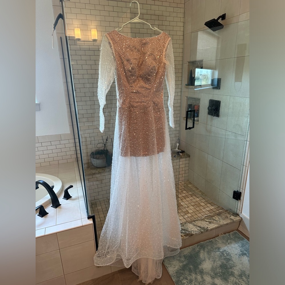 Sparkly Champagne beaded dress, the bottom is see through